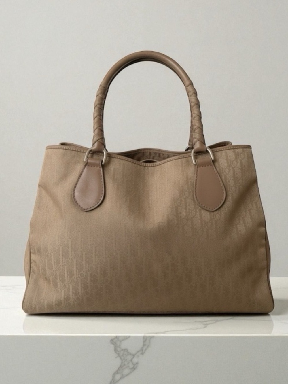 Christian Dior Vintage Trotter‎ Romantique Satchel Bag Monogram Beige COA-Posh - Picture 4 of 14